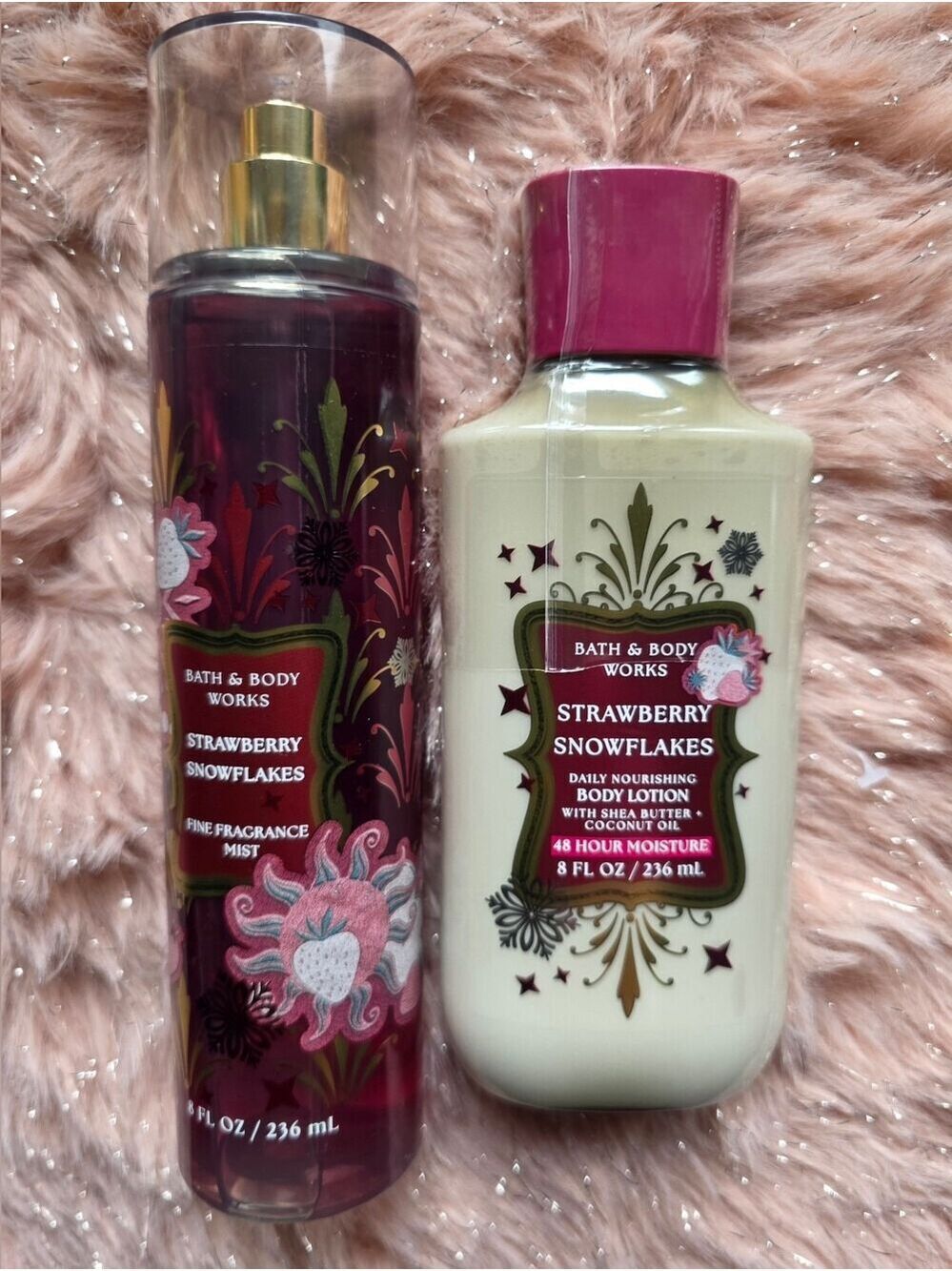 Bath & Body Works Strawberry Snowflakes Mist & Lotion Set NWT